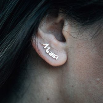 Pendientes Nombre Trepadores Personalizados dos nombres en plata oro