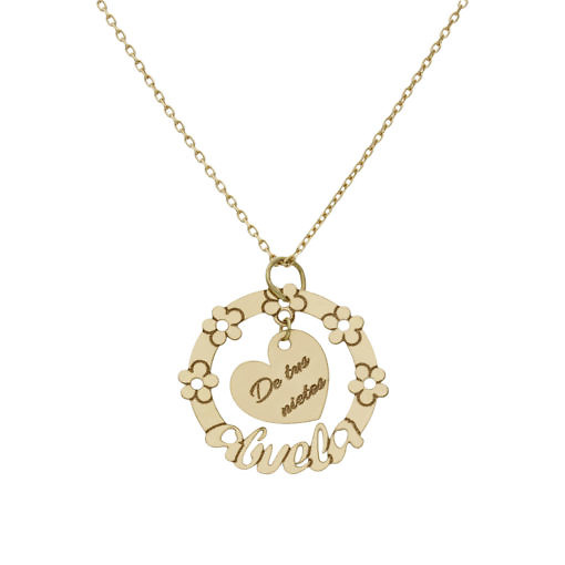 Gargantilla abuela con flores y corazón personalizable