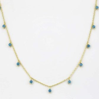 Gargantilla mini charms turquesa chapada en oro