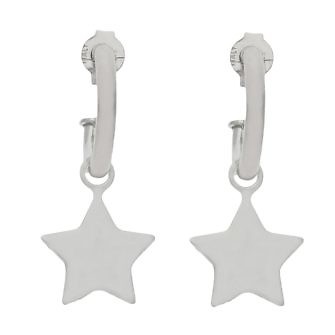 Pendientes aro con estrella en plata de Ley