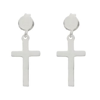 Pendientes con cruz colgante plata de Ley