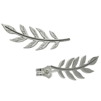 Pendientes trepadores de hoja en plata de Ley