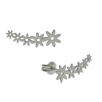 Pendientes trepadores con margaritas en plata de Ley.