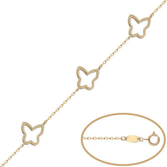 Pulsera 3 mariposas en oro de 18 Kl