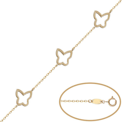 Pulsera 3 mariposas en oro de 18 Kl