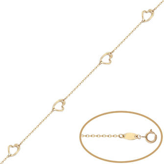 Pulsera 4 corazones oro 18 Kl