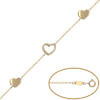 Pulsera con corazones en oro de 18 Kl