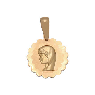Medalla flor de la Virgen Niña en Oro de 18 Kl (13mm)