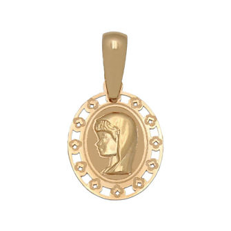 Medalla Oval de la Virgen Niña en Oro de 18 Kl