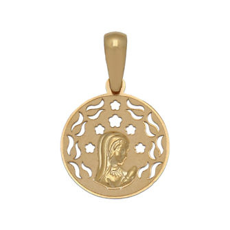 Medalla de la Virgen Niña en Oro de 18 Kl. con centro matizado