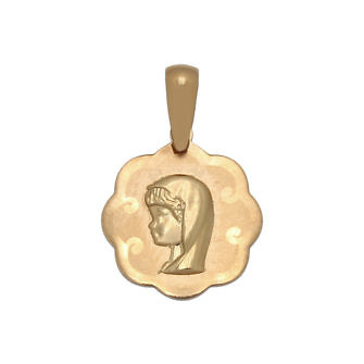 Medalla flor de la Virgen Niña en Oro de 18 Kl. (14X15mm)