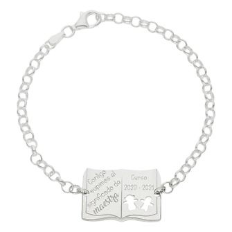Pulsera libro profe en plata