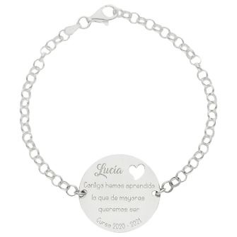 Pulsera profe + corazón + frase personalizable