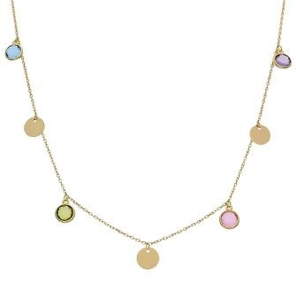 Gargantilla mini charms de estrellas + piedras en oro de 18 Kl