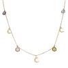 Gargantilla mini charms de lunas + piedras en oro de 18 Kl
