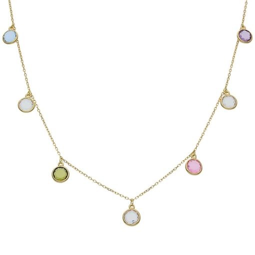 Gargantilla con mini charms de piedras en oro de 18 Kl