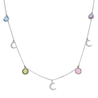 Gargantilla plata Mini Charms de lunas + piedras