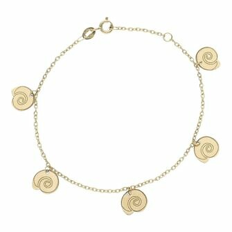 Pulsera mini charms caracolas en oro 18 Kl.