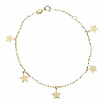 Pulsera mini charms estrellas en oro de 18 Kl