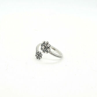 Anillo charro dos botones combinados plata de ley