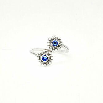 Anillo charro dos botones charros con cristal de color Salamanca azul