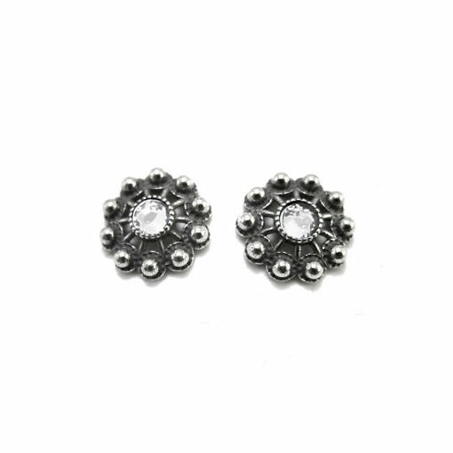 Pendientes botón charro plata cristal color 10 bolas