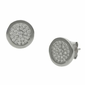 Pendientes redondos en Plata de Ley de 925mm con circonitas.