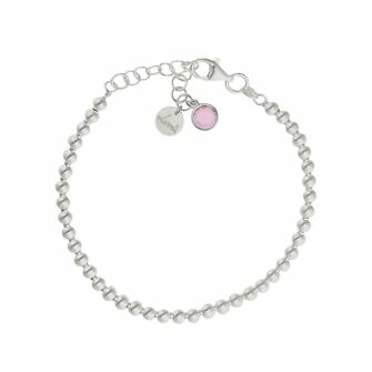 Pulsera de bolas con piedra rosa
