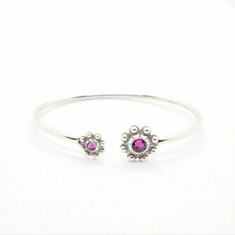 Brazalete tubo dos botones charros (mixtos) cristal color - Rosa