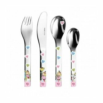 Cubiertos infantiles de acero inoxidable set cuchara tenedor cuchillo cucharilla princesa para niña color