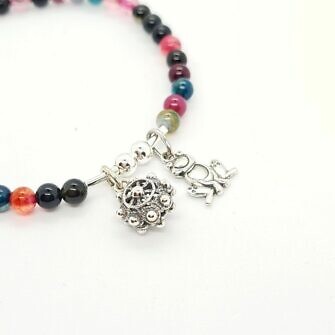 Pulsera charra botón charro doble y rana de Salamanca rana de la suerte rana universidad de Salamanca piedras naturales plata de ley pulsera de Salamanca brazalete filigrana