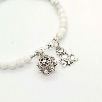 Pulsera charra botón charro doble y rana de Salamanca rana de la suerte rana universidad de Salamanca piedras naturales plata de ley pulsera de Salamanca brazalete filigrana