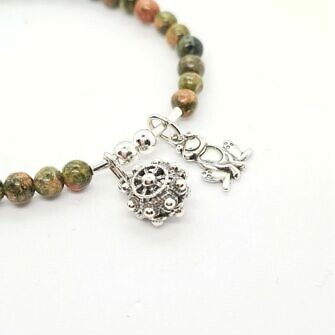 Pulsera charra botón charro doble y rana de Salamanca rana de la suerte rana universidad de Salamanca piedras naturales plata de ley pulsera de Salamanca brazalete filigrana