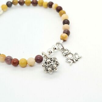 Pulsera charra botón charro doble y rana de Salamanca rana de la suerte rana universidad de Salamanca piedras naturales plata de ley pulsera de Salamanca brazalete filigrana