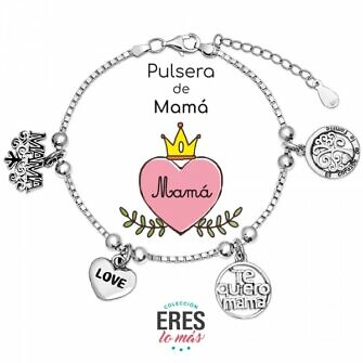 Pulsera mama pulsera de plata con abalorios mamá pulsera con colgantes mama