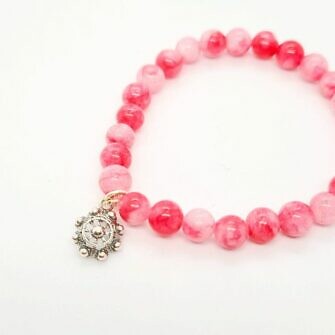 Pulsera charra niña bolas color pulsera botón charro de Salamanca con cuentas de color rosa