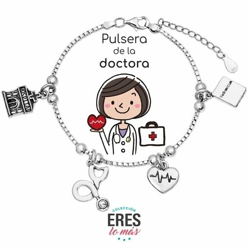 Pulsera de la doctora pulsera para doctora pulsera doctora plata de ley regalo original para médico medicina pulsera mujer médico