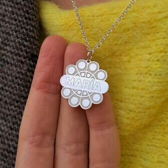 Botón Charro Personalizado en plata de ley con nombre, tu nombre, tu ciudad, tu pueblo y frase
