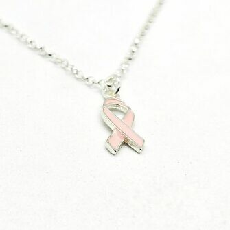 Colgante Lazo Rosa Cáncer de Mama plata de ley esmalte rosa lucha contra el cáncer símbolo