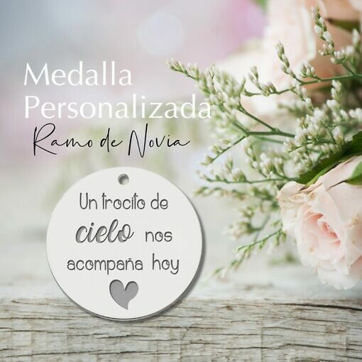 Medalla Ramo de Novia Personalizada Chapa de plata de ley Ramos Personalizable plata de ley chapa día más feliz casamiento marido y mujer familia pedacito de cielo