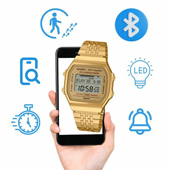 Reloj Casio Dorado Vintage Bluetooth cuenta pasos podómetro ABL-100WEG-9A Dorado Oro conectado al móvil