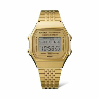 Reloj Casio Dorado Vintage Bluetooth cuenta pasos podómetro ABL-100WEG-9A Dorado Oro conectado al móvil frente