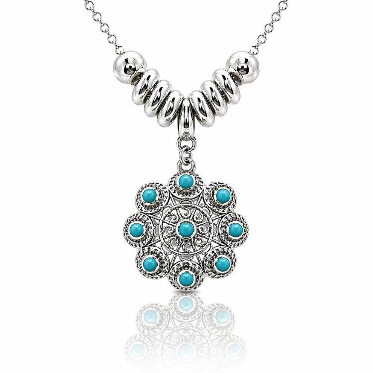 Gargantilla-boton-charro-plata-cristal-color-turquesa S1509