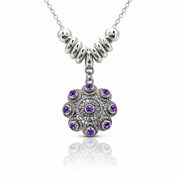 Gargantilla-boton-charro-plata-cristales-color-morado-S1509