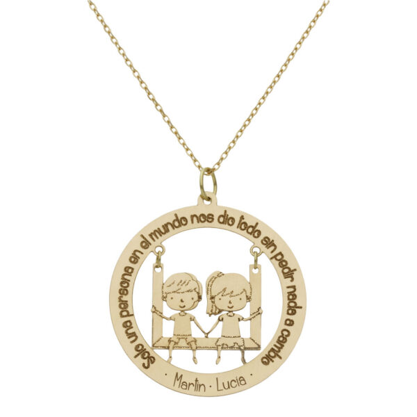 Gargantilla columpio + niños y frase