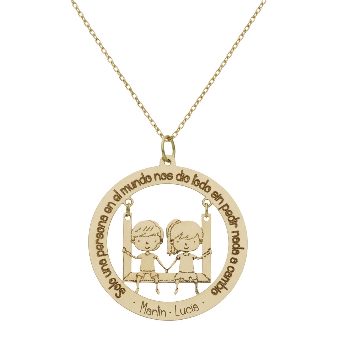 Gargantilla columpio + niños y frase