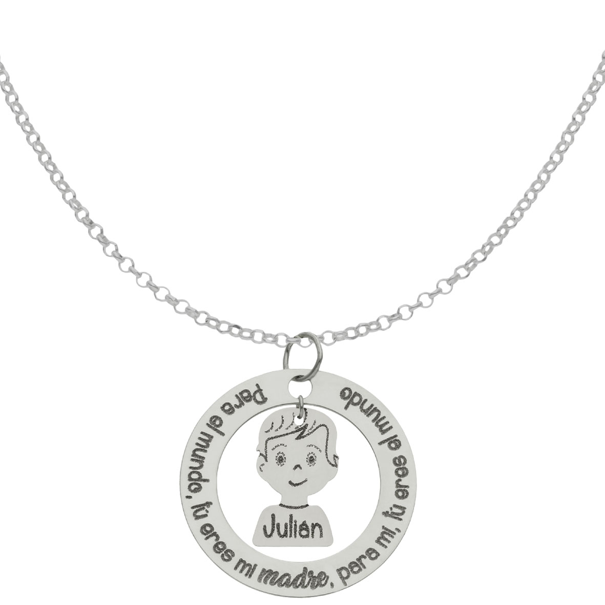 Gargantilla circular con frase + niño o niña - Imagen 2