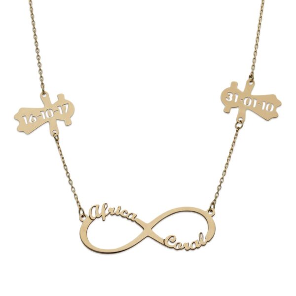 Gargantilla con símbolo infinito + niño + niña personalizable