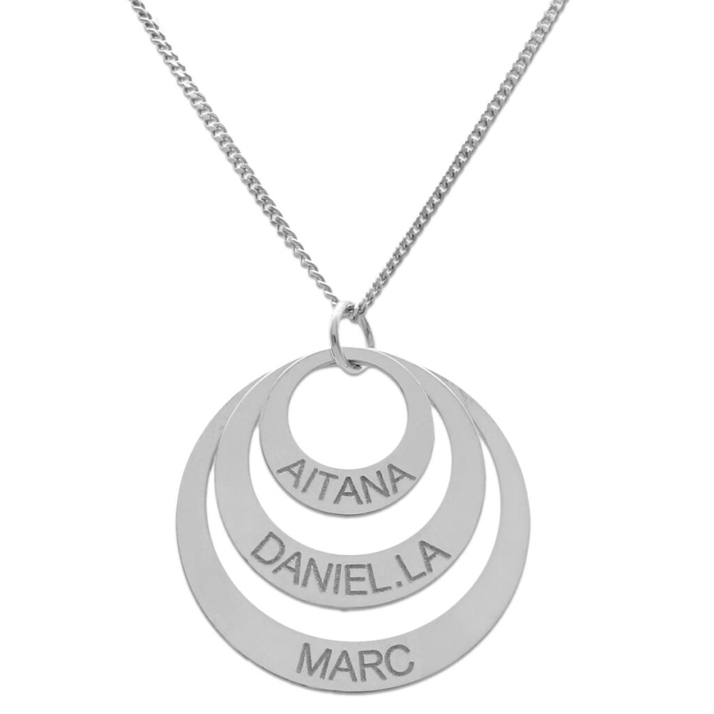 Gargantilla con tres círculos personalizable plata hijos familia mama