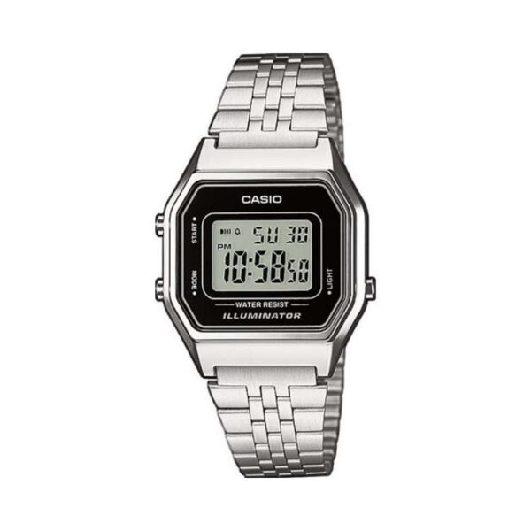 Reloj Casio plateado iconic esfera negra